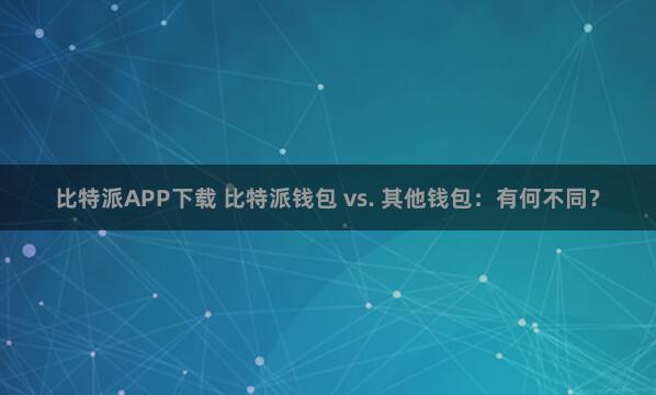 比特派APP下载 比特派钱包 vs. 其他钱包：有何不同？