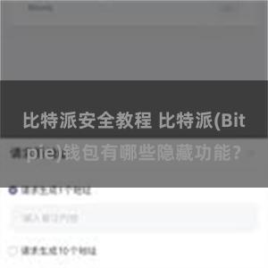 比特派安全教程 比特派(Bitpie)钱包有哪些隐藏功能？